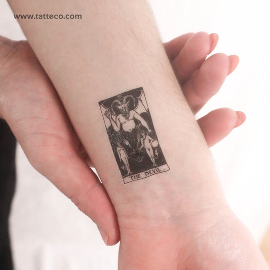 Tatuaje temporal pequeño de la carta del Tarot del Diablo (juego de 3)