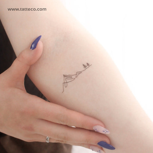 Tatuaje temporal de pinos solitarios en la montaña (juego de 3)