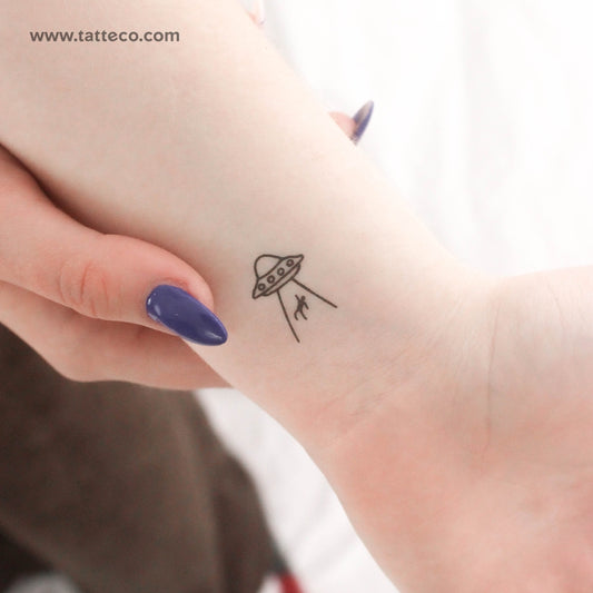 Small Alien Abduction Temporary Tattoo - Set of 3