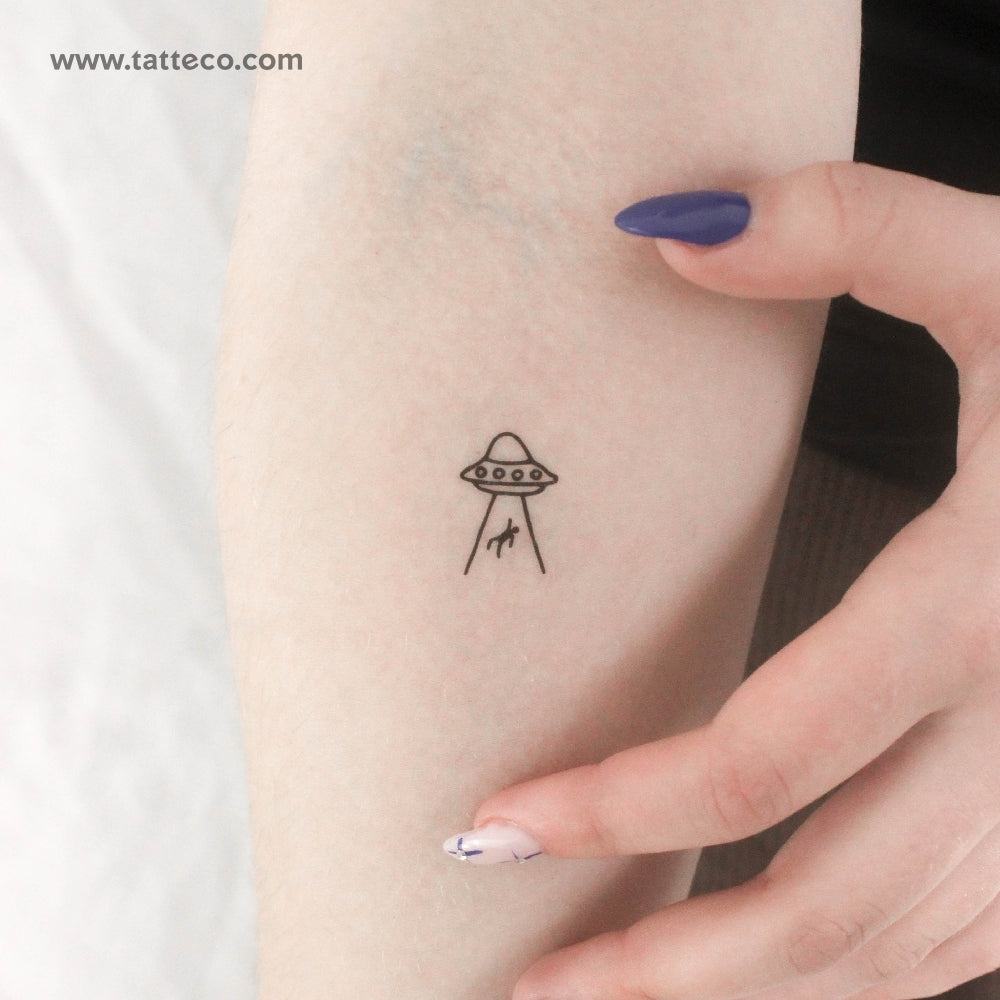 Small Alien Abduction Temporary Tattoo - Set of 3