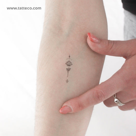 Tatuaje temporal de loto ornamental Unalome - Juego de 3