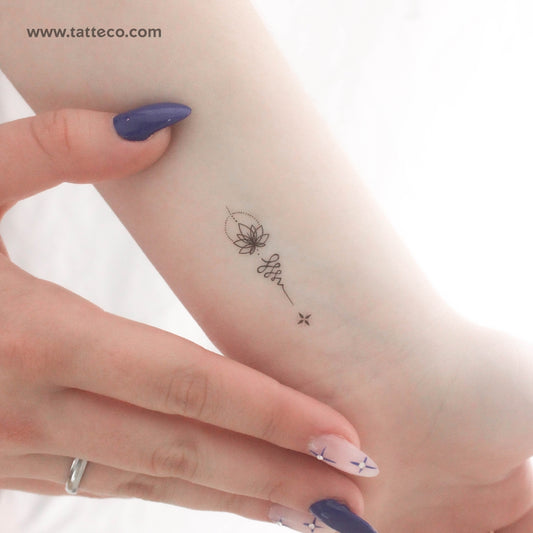Tatuaje temporal de adorno de loto Unalome (juego de 3)