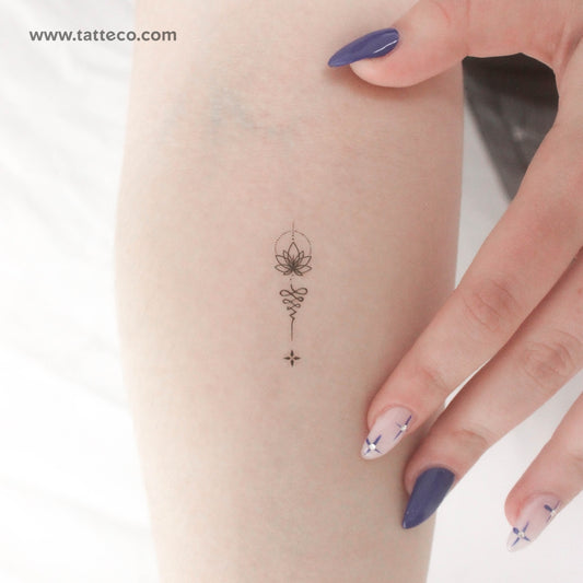Tatuaje temporal de adorno de loto Unalome (juego de 3)