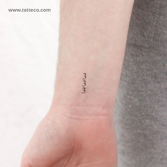 Tatuaje temporal vertical pequeño 333 - Juego de 3