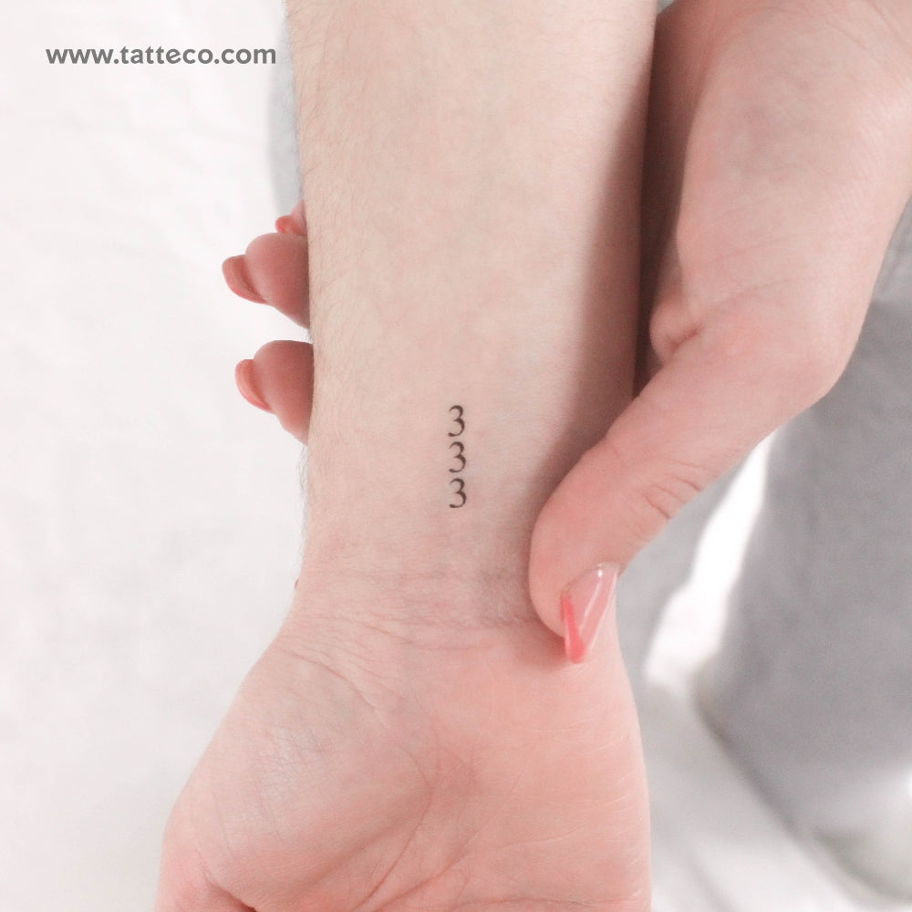 Tatuaje temporal vertical pequeño 333 - Juego de 3