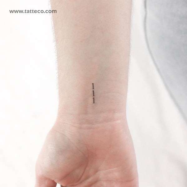 Small 111 Vertical Temporary Tattoo - Set of 3
