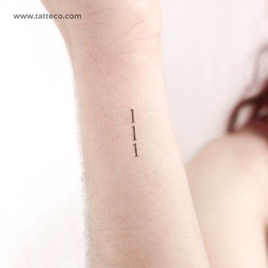 Tatuaje temporal vertical pequeño 111 - Juego de 3