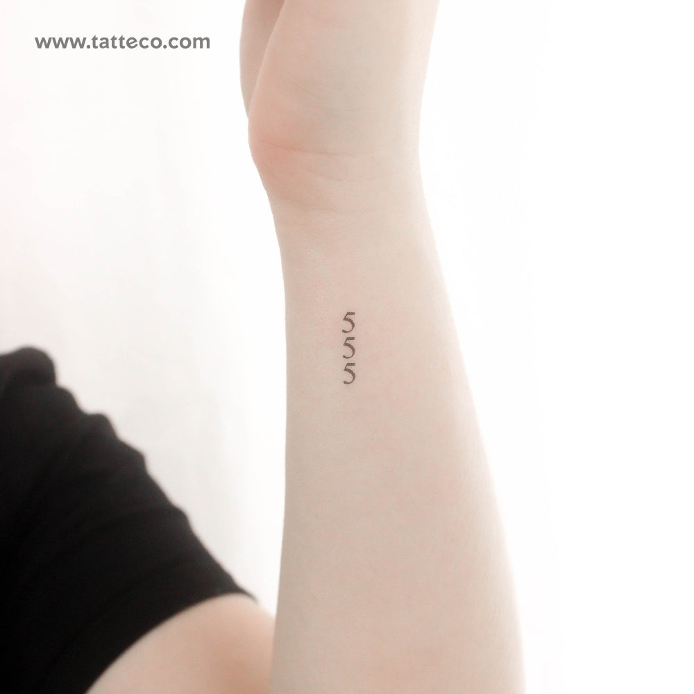 Small 555 Vertical Temporary Tattoo - Set of 3