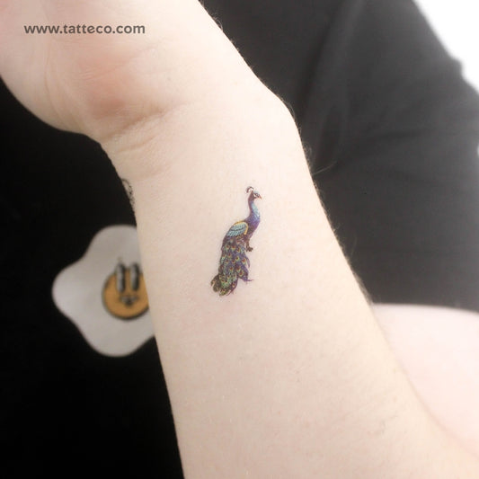 Tatuaje temporal de pavo real pequeño - Juego de 3