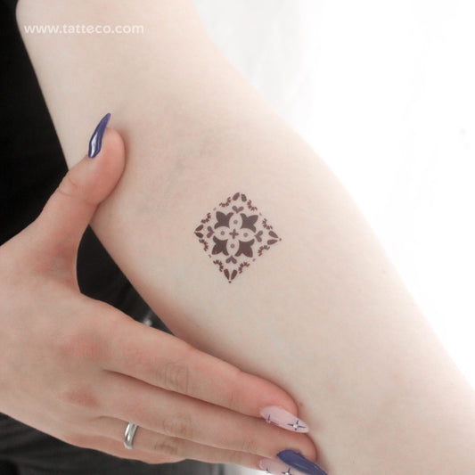 Small Portuguese Tile Temporary Tattoo - Set of 3