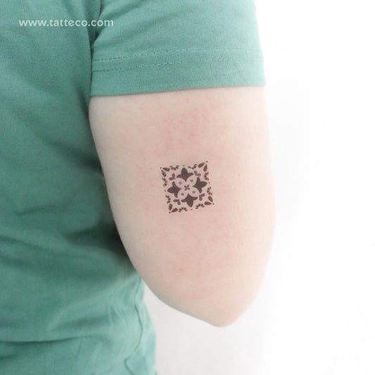 Small Portuguese Tile Temporary Tattoo - Set of 3