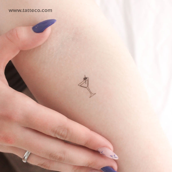 Little Martini Cocktail Temporary Tattoo - Set of 3