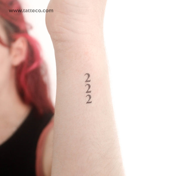 Vertical 222 Temporary Tattoo - Set of 3