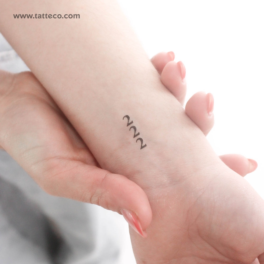 Vertical 222 Temporary Tattoo - Set of 3