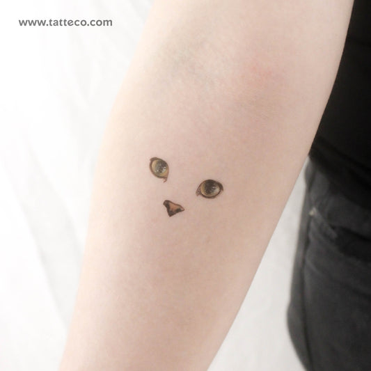 Tatuaje temporal minimalista de cara de gato (juego de 3)