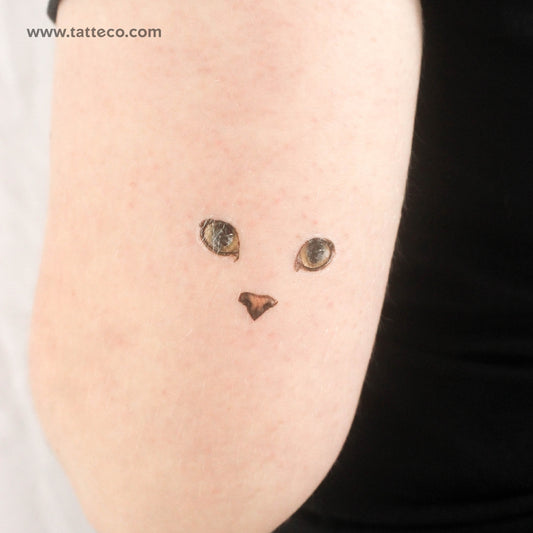 Tatuaje temporal minimalista de cara de gato (juego de 3)