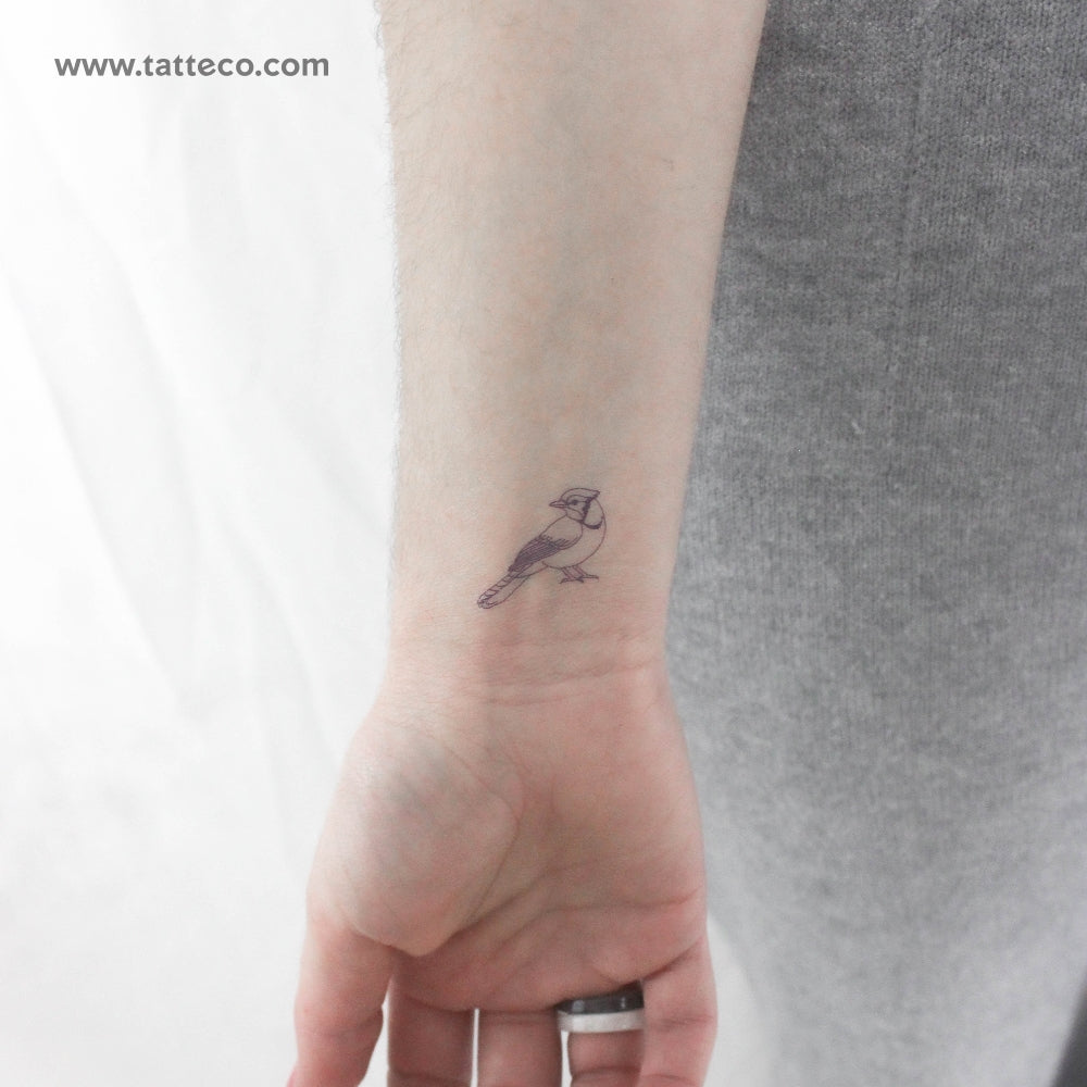 Blue Ink Blue Jay Temporary Tattoo - Set of 3