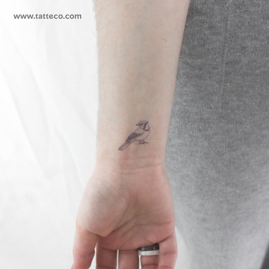 Blue Ink Blue Jay Temporary Tattoo - Set of 3