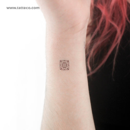 Tiny Portuguese Tile Temporary Tattoo - Set of 3