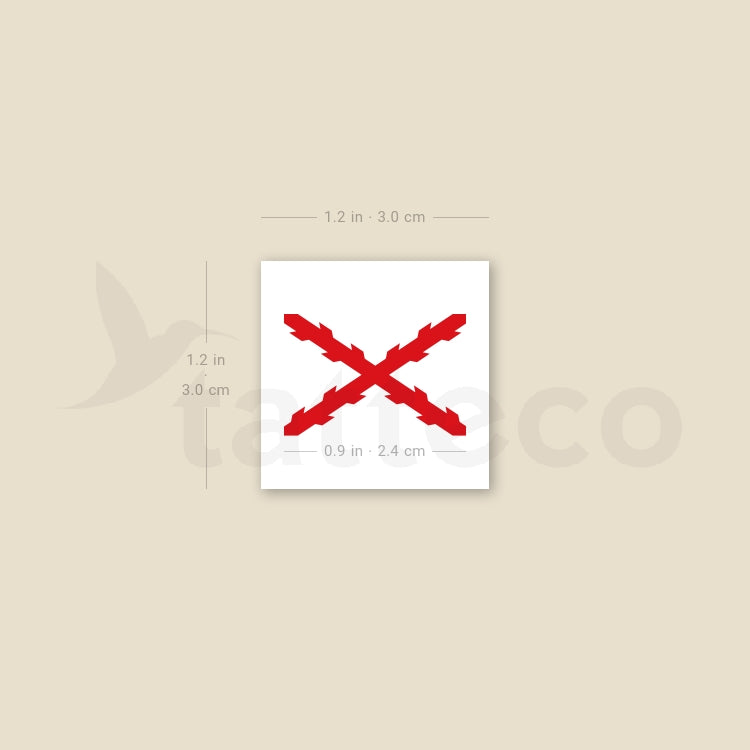 Cross Of Burgundy Temporary Tattoo - Set of 3