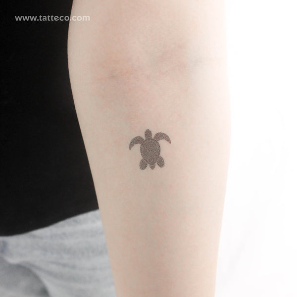 Tribal Sea Turtle Temporary Tattoo - Set of 3