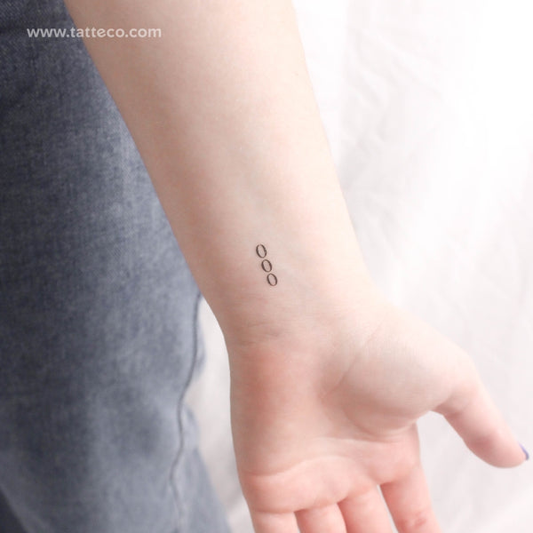 Small 000 Vertical Temporary Tattoo - Set of 3