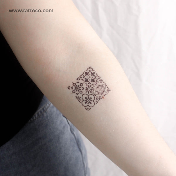 Portuguese Tiles Temporary Tattoo - Set of 3