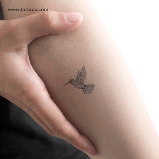 Tatuaje temporal de colibrí de baja poligonización (juego de 3)
