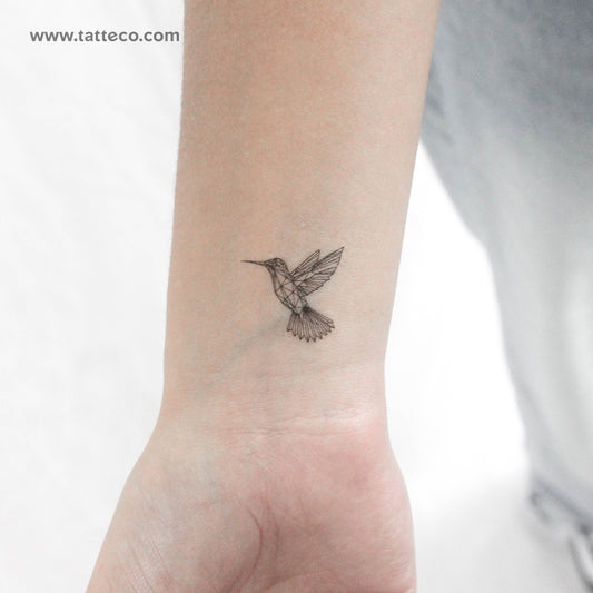 Tatuaje temporal de colibrí de baja poligonización (juego de 3)