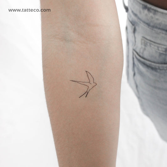 Continuous Line Swallow Temporary Tattoo - Set of 3