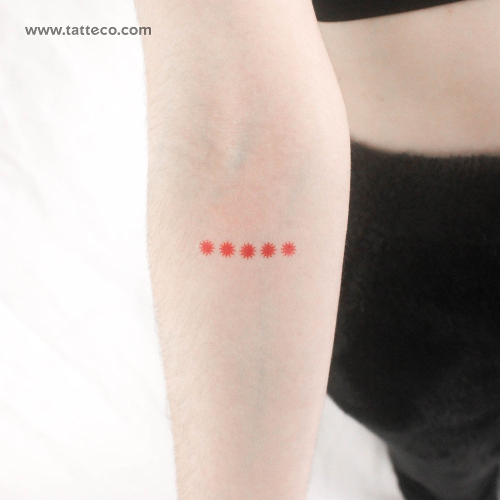 Five Red Suns Temporary Tattoo - Set of 3