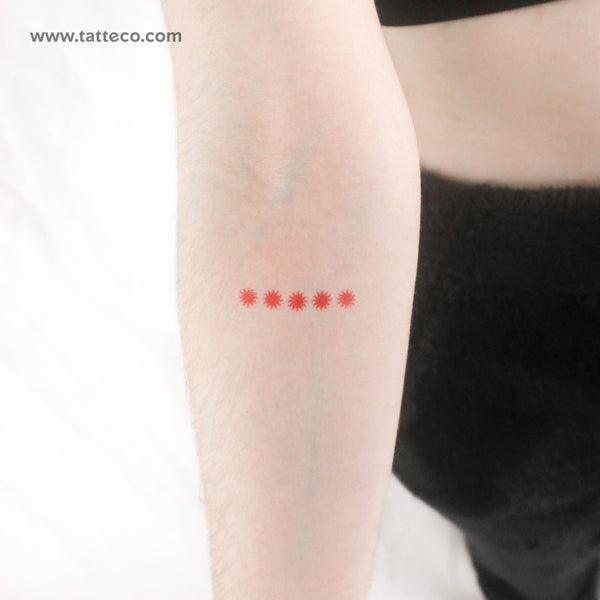 Five Red Suns Temporary Tattoo - Set of 3