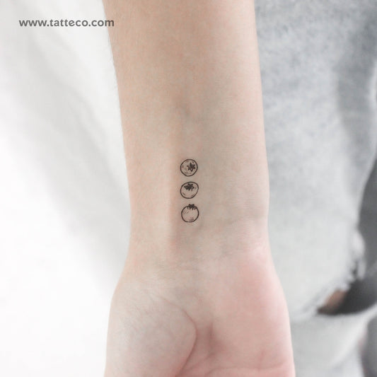 Tatuaje temporal de tres arándanos (juego de 3)