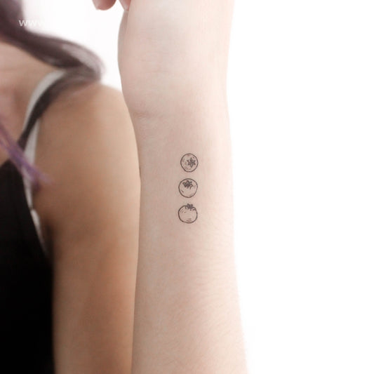 Tatuaje temporal de tres arándanos (juego de 3)
