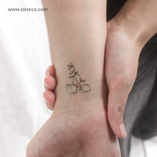 Tatuaje temporal de rama de limón pequeña (juego de 3)
