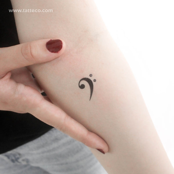 Small Bass Clef Temporary Tattoo - Set of 3