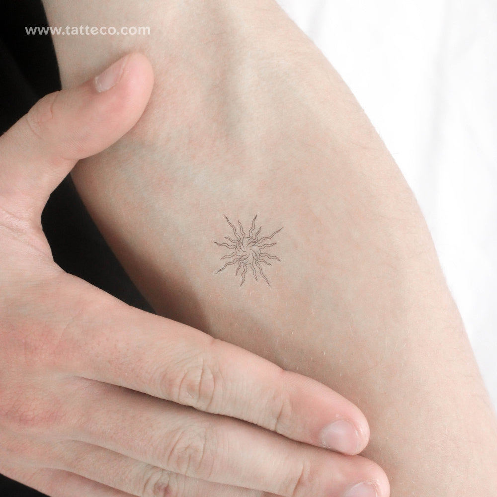 Single Line Abstract Sun Temporary Tattoo - Set of 3