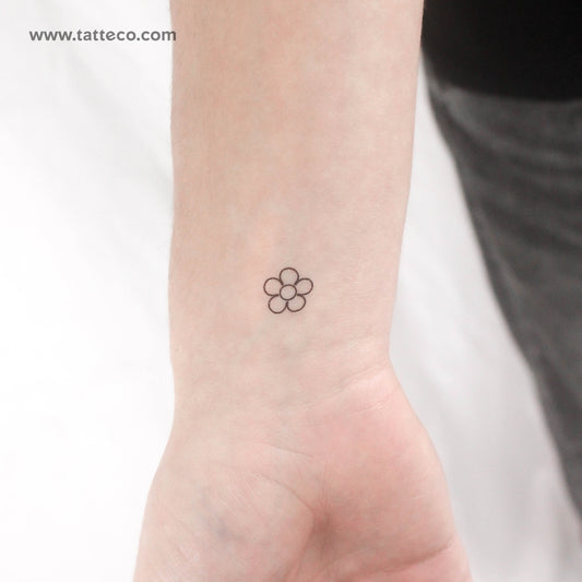 Tatuaje temporal minimalista de contorno de flor (juego de 3)
