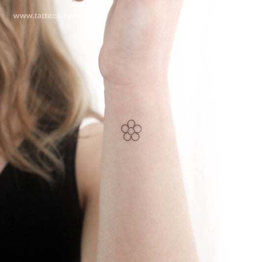 Tatuaje temporal minimalista de contorno de flor (juego de 3)