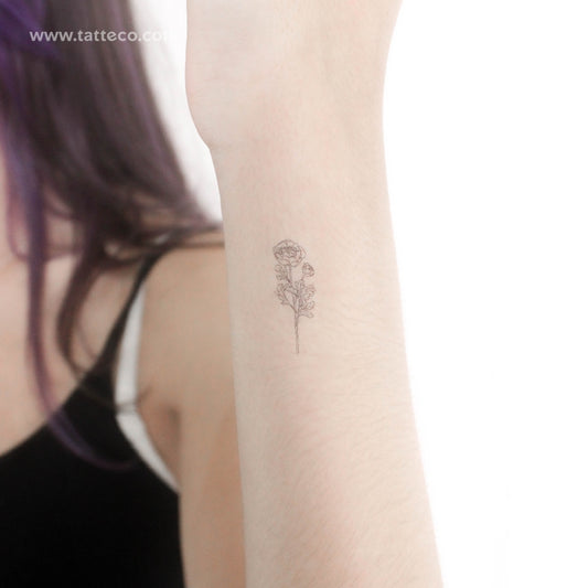 Tatuaje temporal de ranúnculo pequeño - Juego de 3