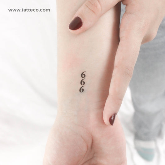 Tatuaje temporal vertical 666 - Juego de 3