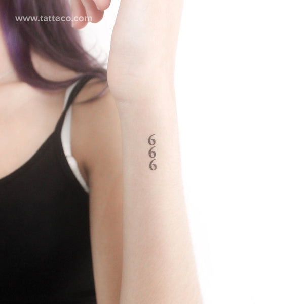 Vertical 666 Temporary Tattoo - Set of 3