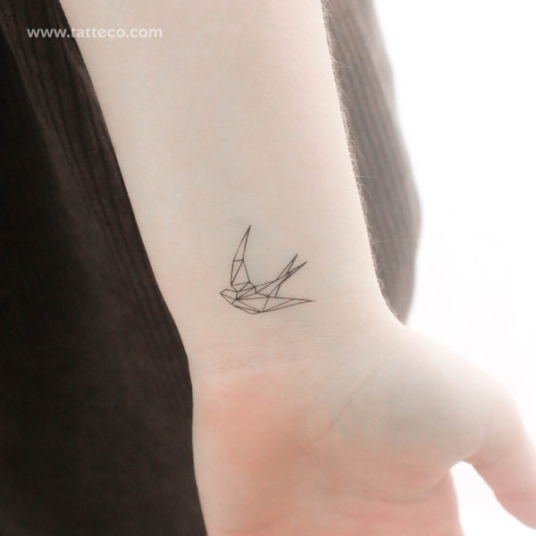 Low Poly Swallow Temporary Tattoo - Set of 3