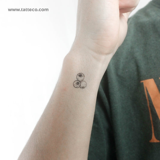 Tatuaje temporal de tres arándanos pequeños (juego de 3)