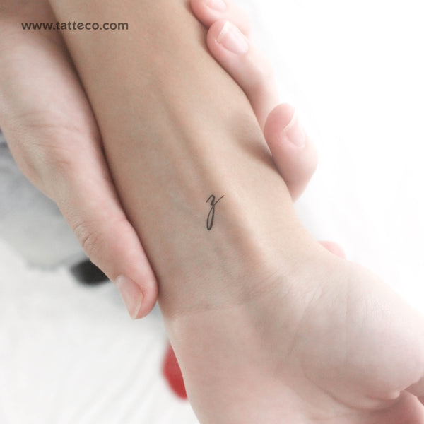 Handwritten Script Lowercase Z Letter Temporary Tattoo - Set of 3