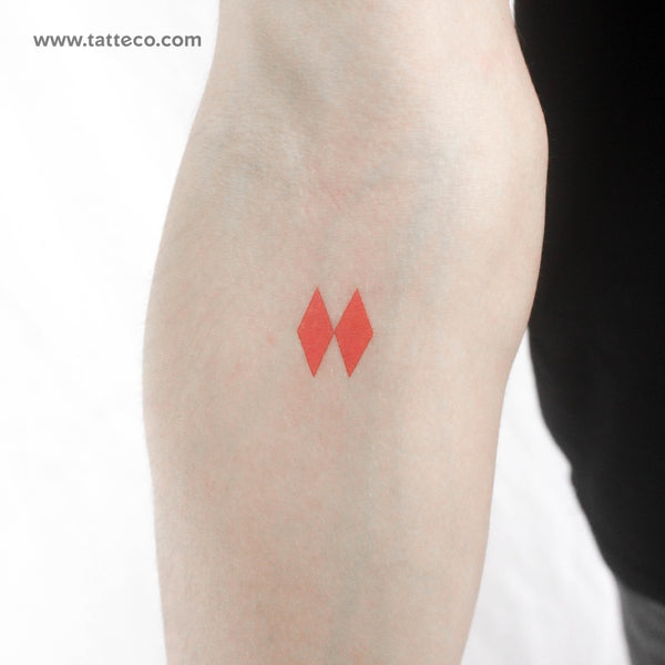 Two Red Rhombuses Temporary Tattoo - Set of 3