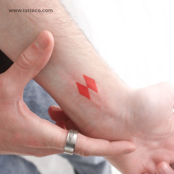 Two Red Rhombuses Temporary Tattoo - Set of 3