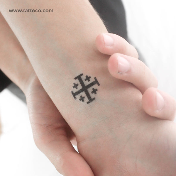 Small Jerusalem Cross Temporary Tattoo - Set of 3