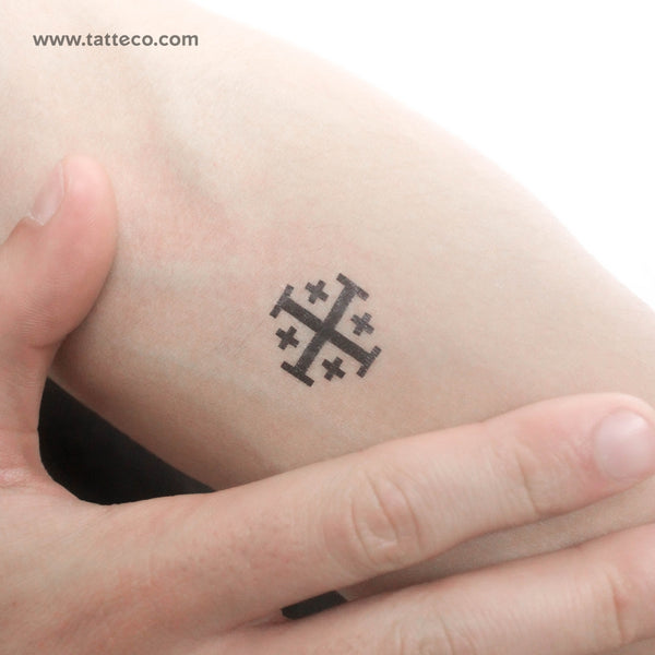 Small Jerusalem Cross Temporary Tattoo - Set of 3