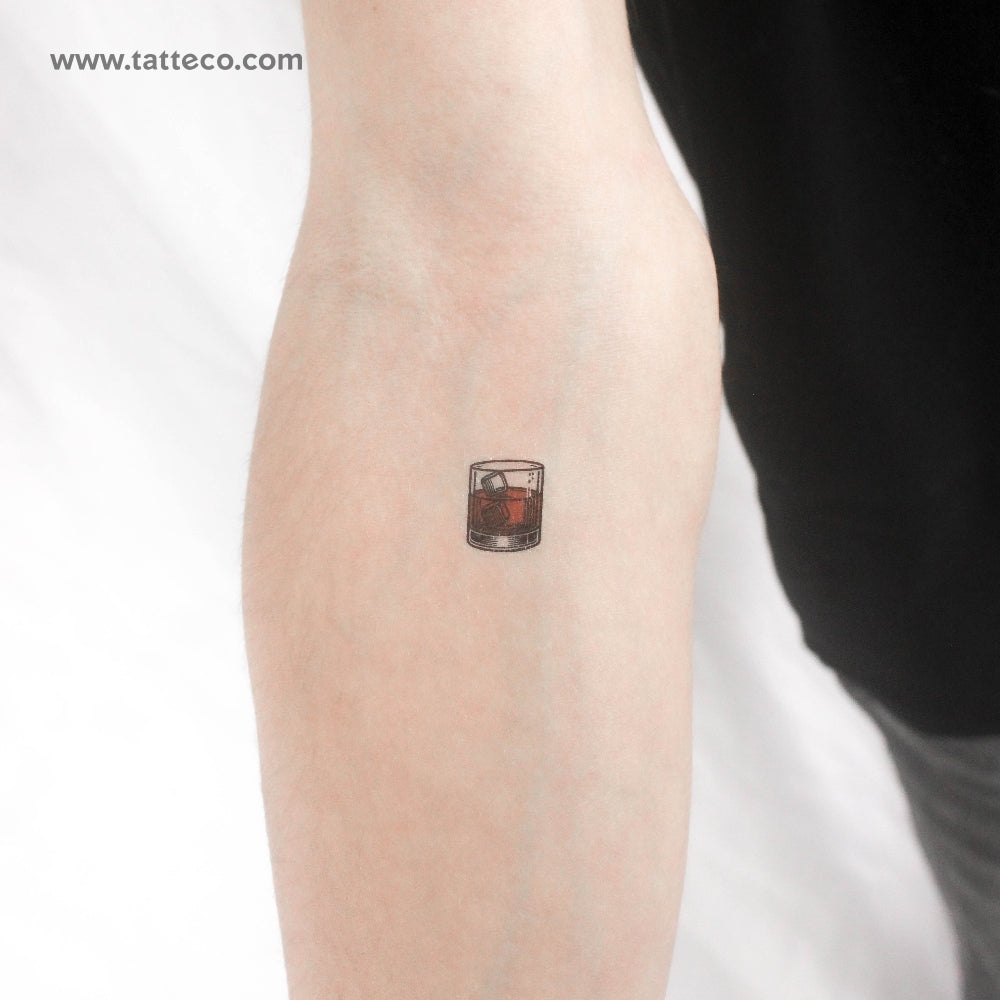 Tatuaje temporal de vaso pequeño de whisky (juego de 3)
